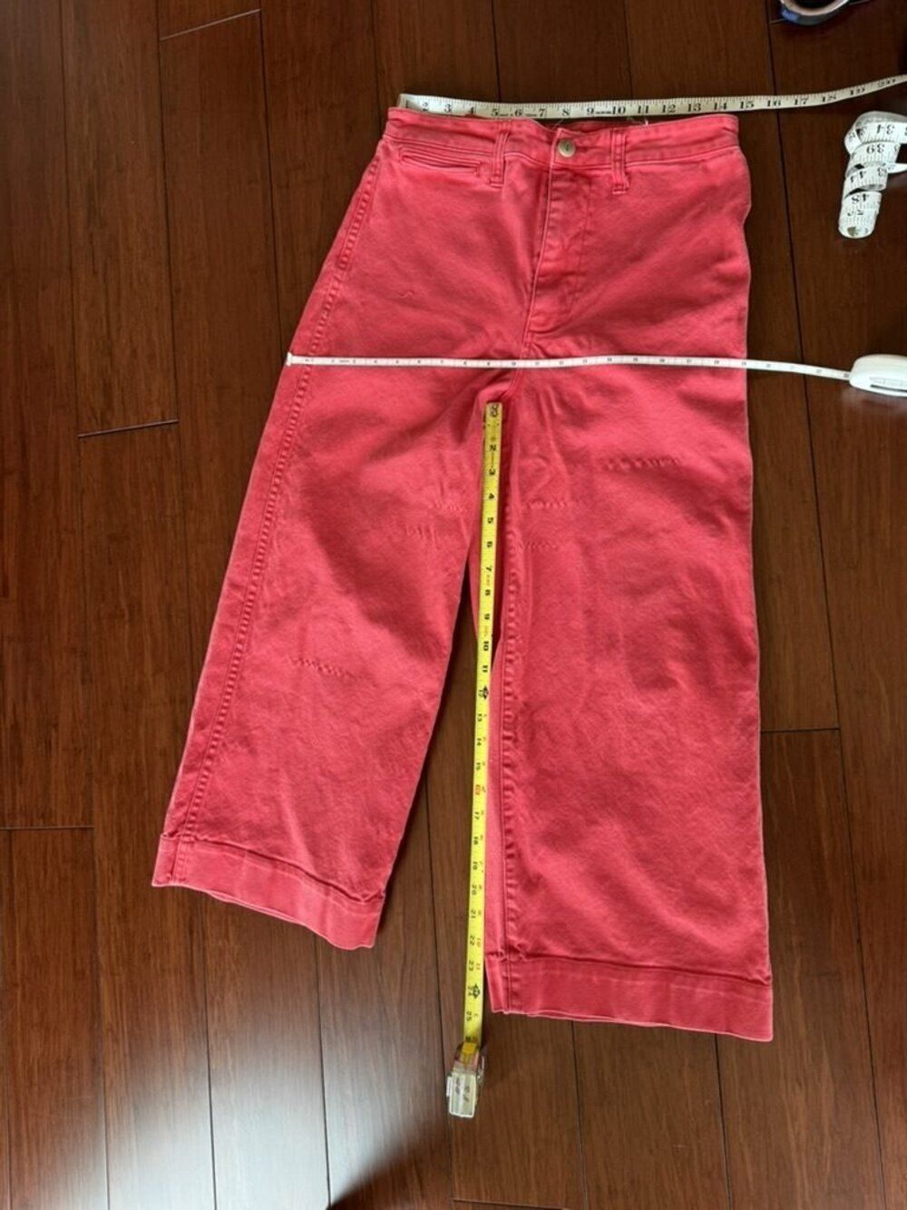 Madewell Emmett Wide Leg Crop Pants Coral Sz 28 - Picture 7 of 7
